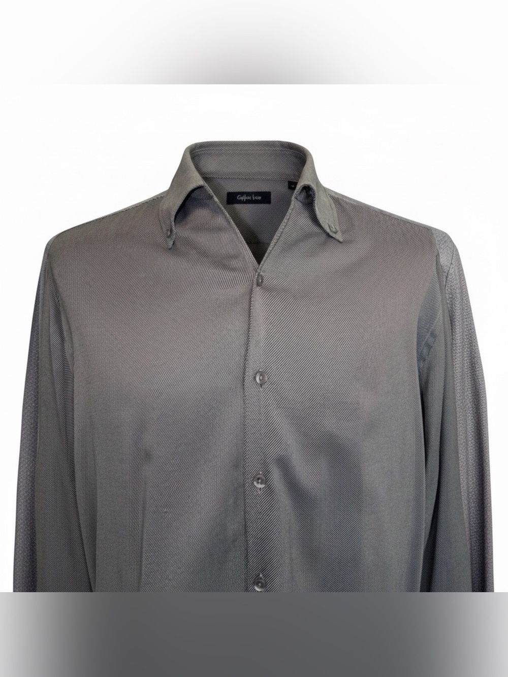 Equilibrio Italia Men’s Button-Down Shirt | Gray Italian Cotton | Made in Italy - Picture 6 of 14